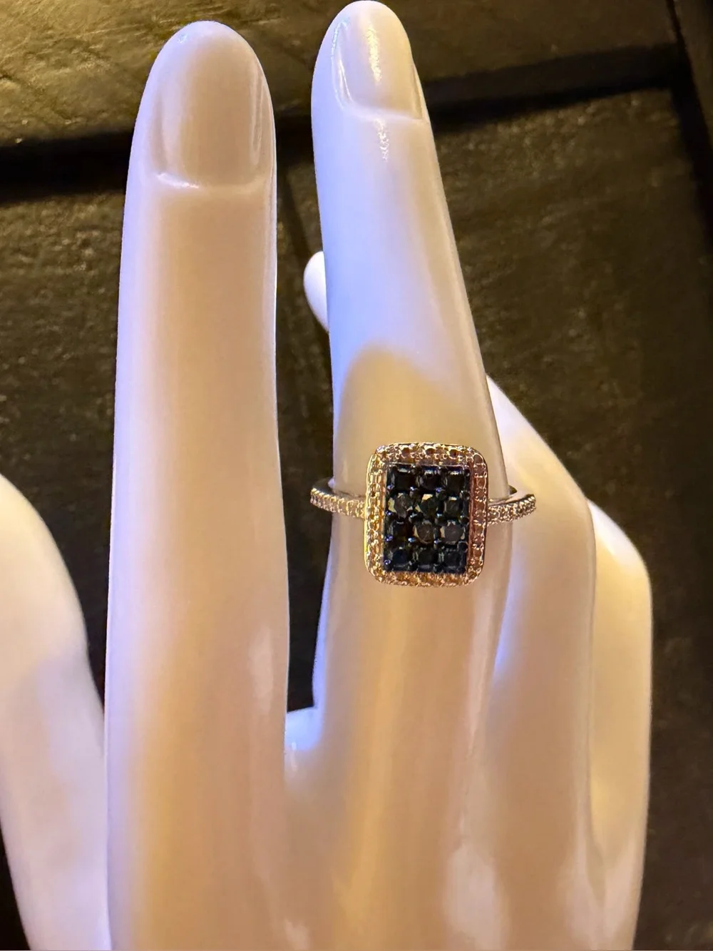 Sterling Silver Blue & White Diamond Halo Ring-0.15 CTW Genuine Diamonds